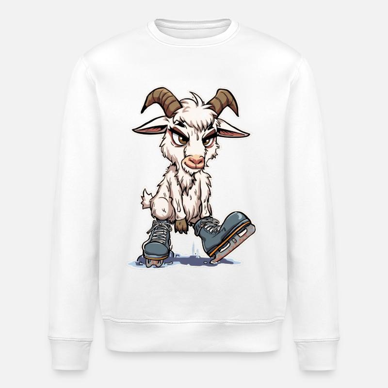 Mürrische Ziege beim Schlittschuhlaufen  - Stanley/Stella Unisex Bio-Sweatshirt ROLLER - Weiß