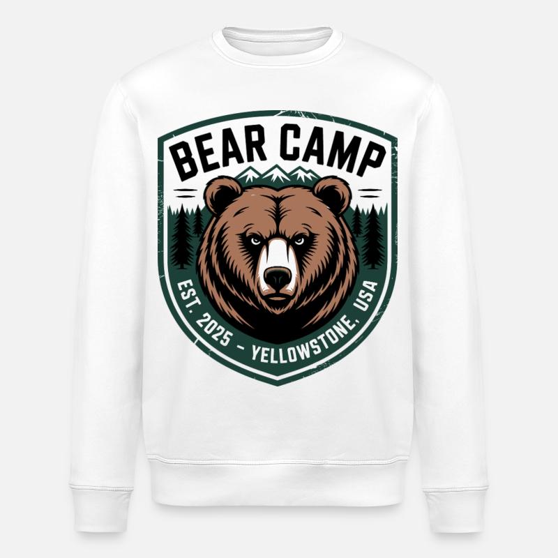Bear Camp Patch, Yellowstone, États-Unis - Sweat bio ROLLER Stanley/Stella Unisexe - blanc