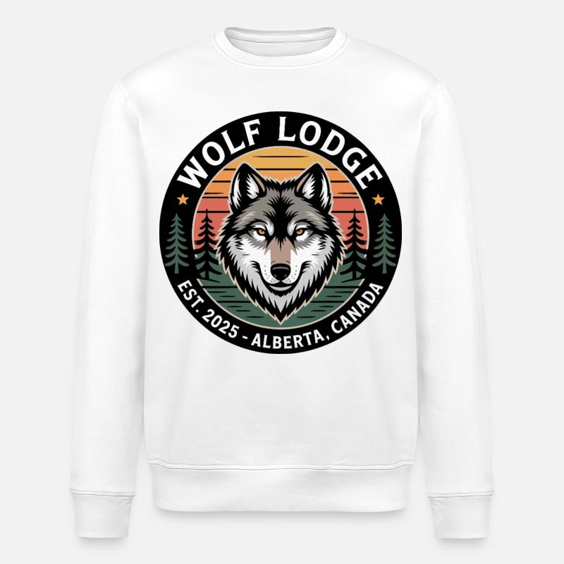 Wolf Lodge Alberta Emblem - Stanley/Stella Unisex Bio-Sweatshirt ROLLER - Weiß