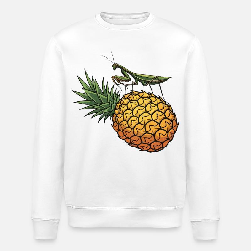 Ananas mit Grashüpfer Illustration - Stanley/Stella Unisex Bio-Sweatshirt ROLLER - Weiß