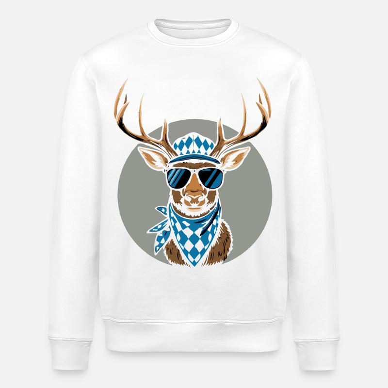 Alpen Hirsch Servus Hirschgeantler Tracht Oktober - Sweat bio ROLLER Stanley/Stella Unisexe - blanc
