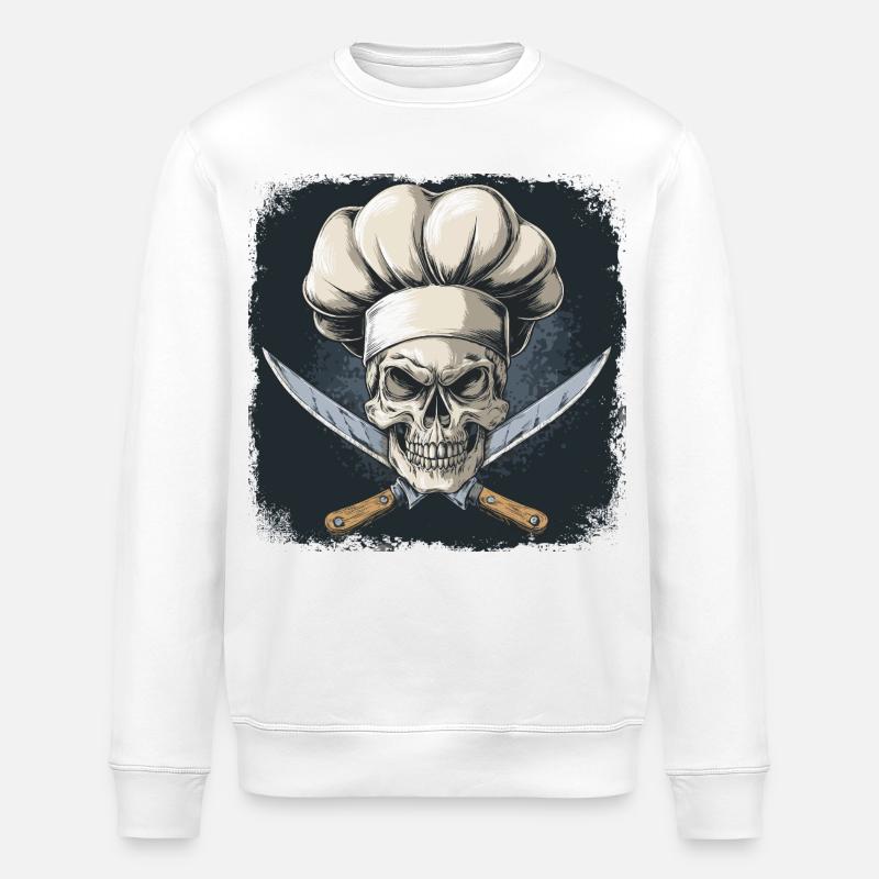 Schädel mit Kochmütze - Stanley/Stella Unisex Bio-Sweatshirt ROLLER - Weiß