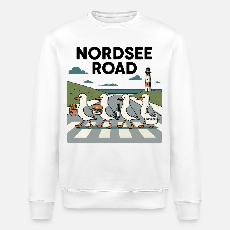 Nordseeroad Möwen - Stanley/Stella Unisex Bio-Sweatshirt ROLLER - Weiß