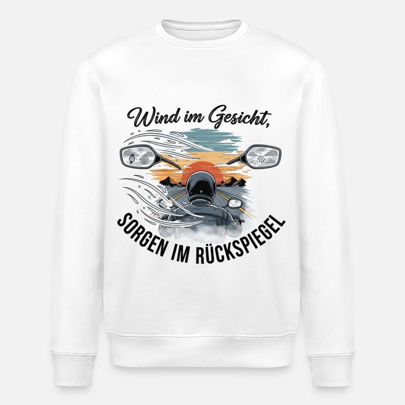 Wind im Gesicht Motorradleben - Stanley/Stella Unisex Bio-Sweatshirt ROLLER - Weiß