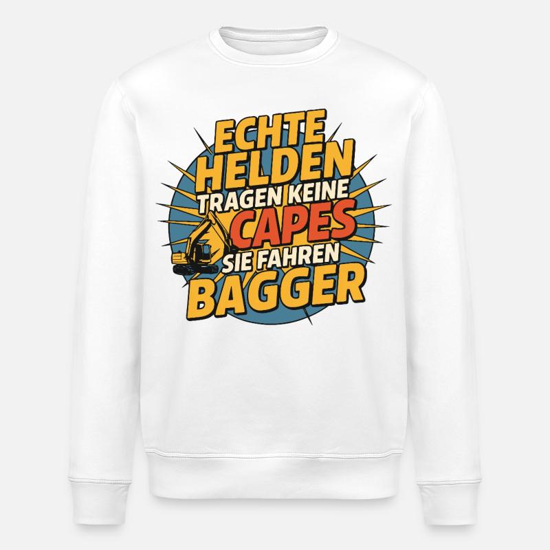 Echte Helden fahren BaggeR - Stanley/Stella Unisex Bio-Sweatshirt ROLLER - Weiß
