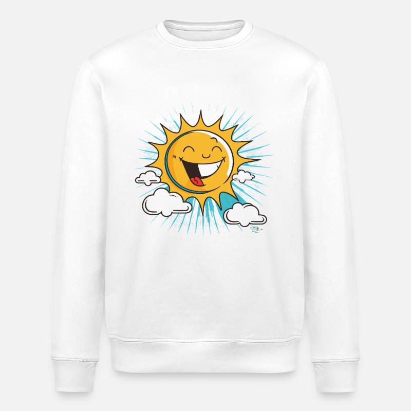 Lächelnde Sonne mit Wolkenburst - Stanley/Stella Unisex Bio-Sweatshirt ROLLER - Weiß