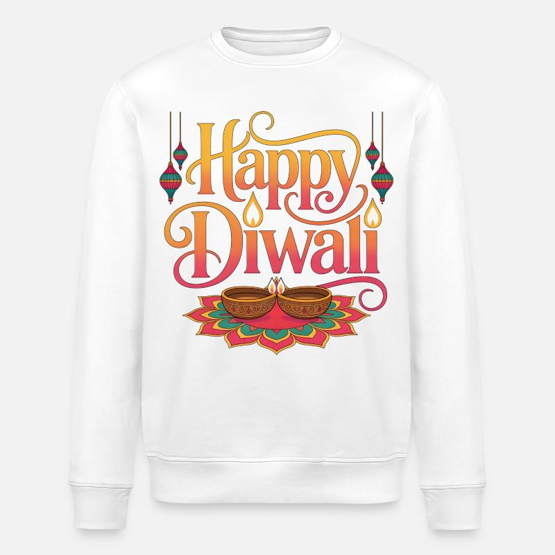 Happy Diwali Lichter Rangoli - Stanley/Stella Unisex Bio-Sweatshirt ROLLER - Weiß