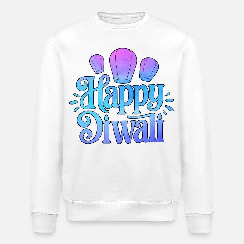 Fröhliches Diwali Lampions Gradient - Stanley/Stella Unisex Bio-Sweatshirt ROLLER - Weiß