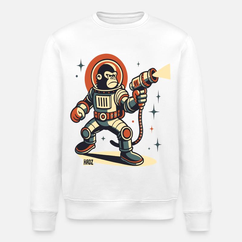 Space Monkey Astronaut Laser Blaster - Stanley/Stella Unisex Bio-Sweatshirt ROLLER - Weiß