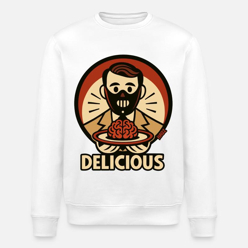 Lecker Lecter Catering mit Gehirn Teller - Stanley/Stella Unisex Bio-Sweatshirt ROLLER - Weiß