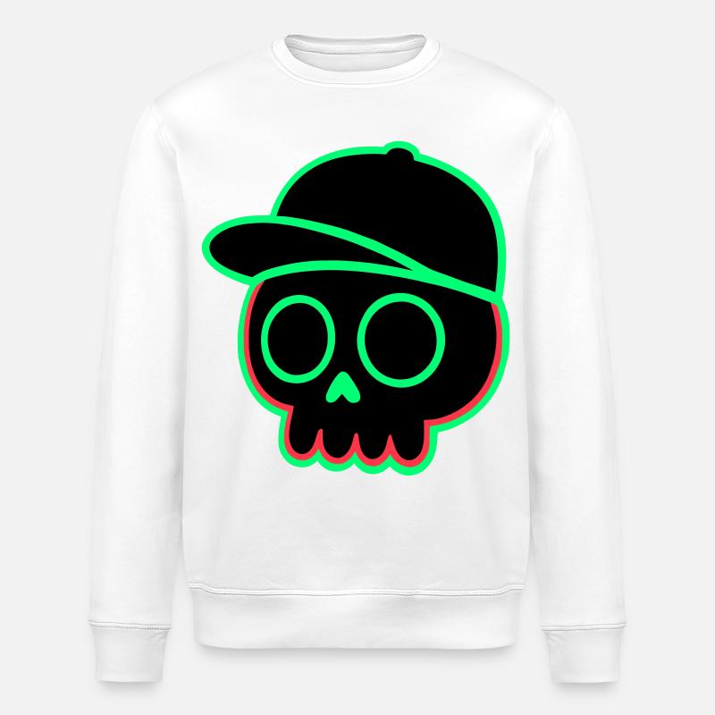 Neon Skull Cap - Stanley/Stella ROLLER Unisex Organic Sweatshirt - white