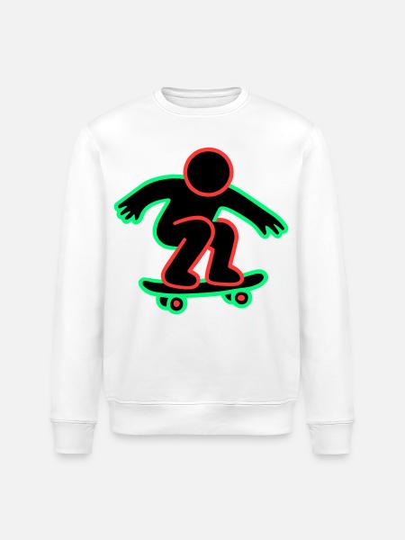 Neon Skateboarder Line Art - Stanley/Stella ROLLER Unisex Organic Sweatshirt - white