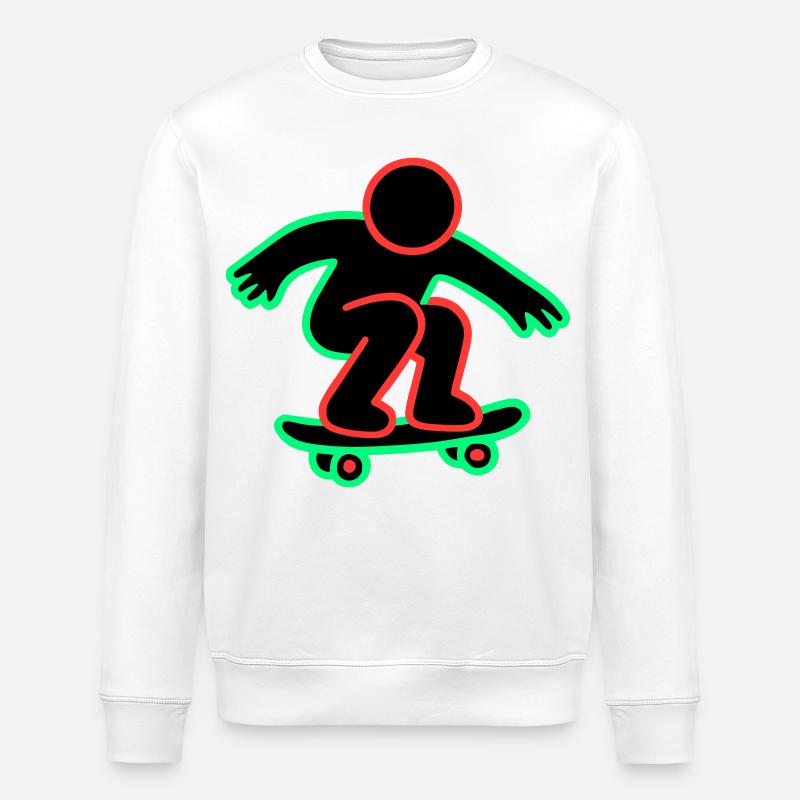 Dessin au trait de skateboarder néon - Sweat bio ROLLER Stanley/Stella Unisexe - blanc