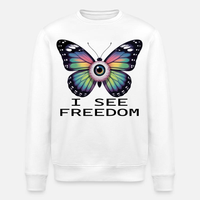 Regenbogenaugen-Schmetterling - Stanley/Stella Unisex Bio-Sweatshirt ROLLER - Weiß