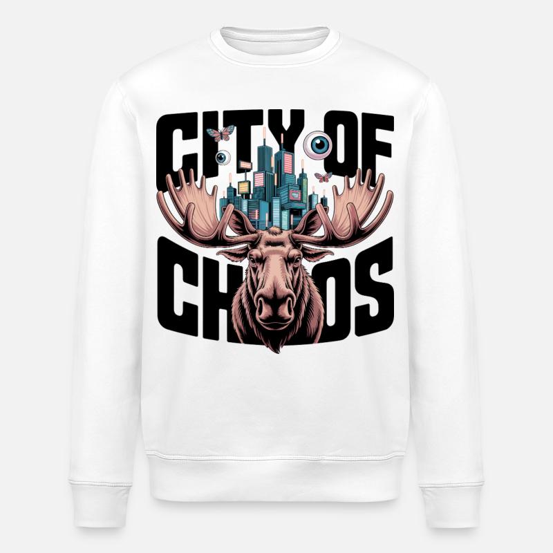 Moose City Skyline-Geweihe - Stanley/Stella Unisex Bio-Sweatshirt ROLLER - Weiß