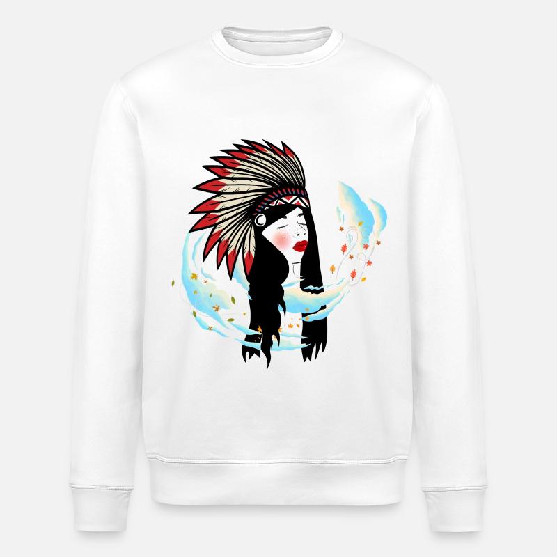 Wilde Blätter Wind Prinzessin - Stanley/Stella Unisex Bio-Sweatshirt ROLLER - Weiß