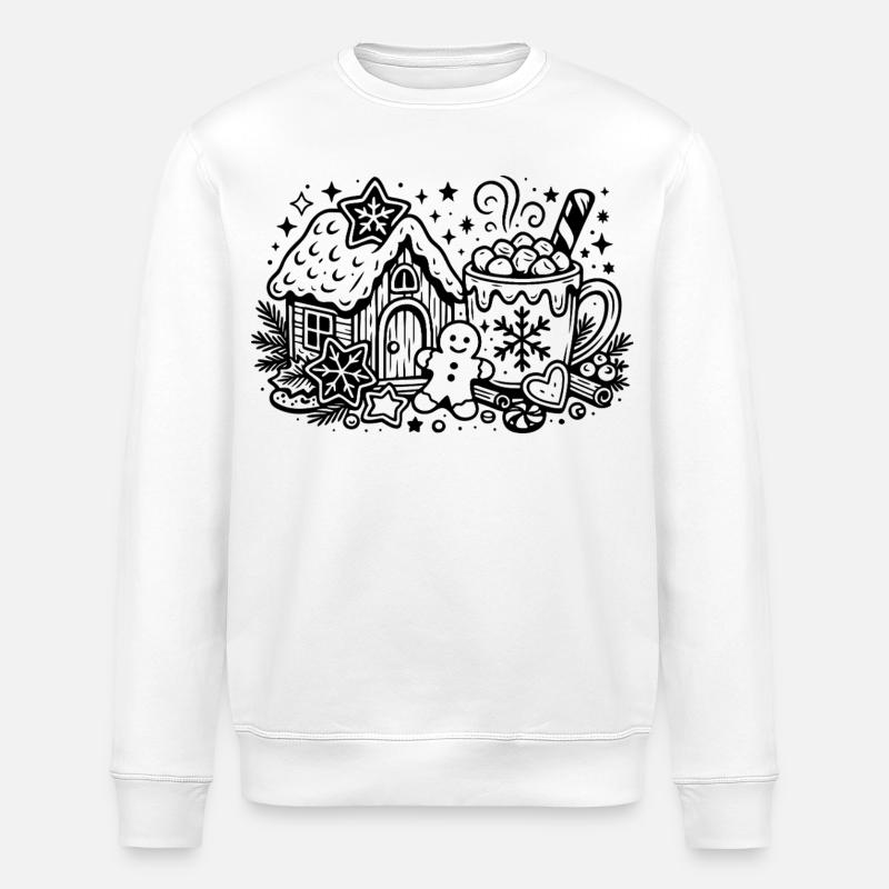 Lebkuchenhaus Süßigkeitenszene - Stanley/Stella Unisex Bio-Sweatshirt ROLLER - Weiß