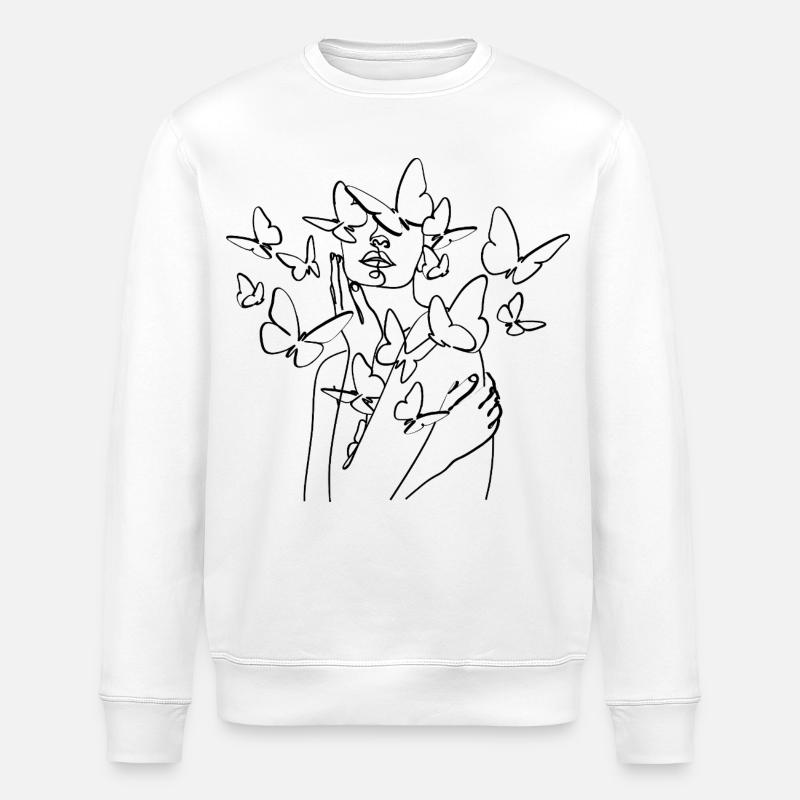 Dessin au trait de silhouette noire - Sweat bio ROLLER Stanley/Stella Unisexe - blanc