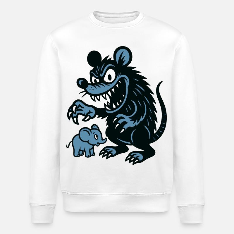Rat géant et petit éléphant - Sweat bio ROLLER Stanley/Stella Unisexe - blanc
