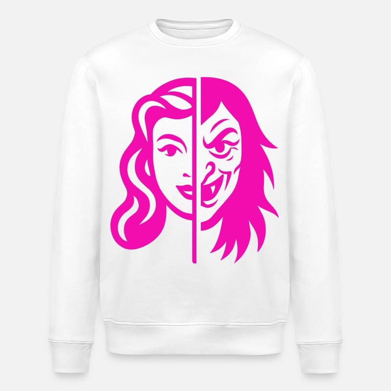 Split Face Contrast - Stanley/Stella ROLLER Unisex Organic Sweatshirt - white