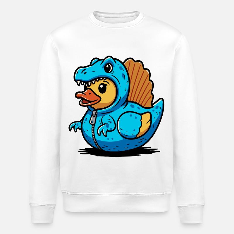 Spinosaurus Blauer Dino-Drache Entchen - Stanley/Stella Unisex Bio-Sweatshirt ROLLER - Weiß