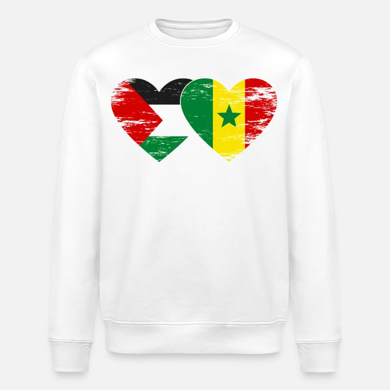 Palestine Sénégal drapeau coeur utilisé - Sweat bio ROLLER Stanley/Stella Unisexe - blanc
