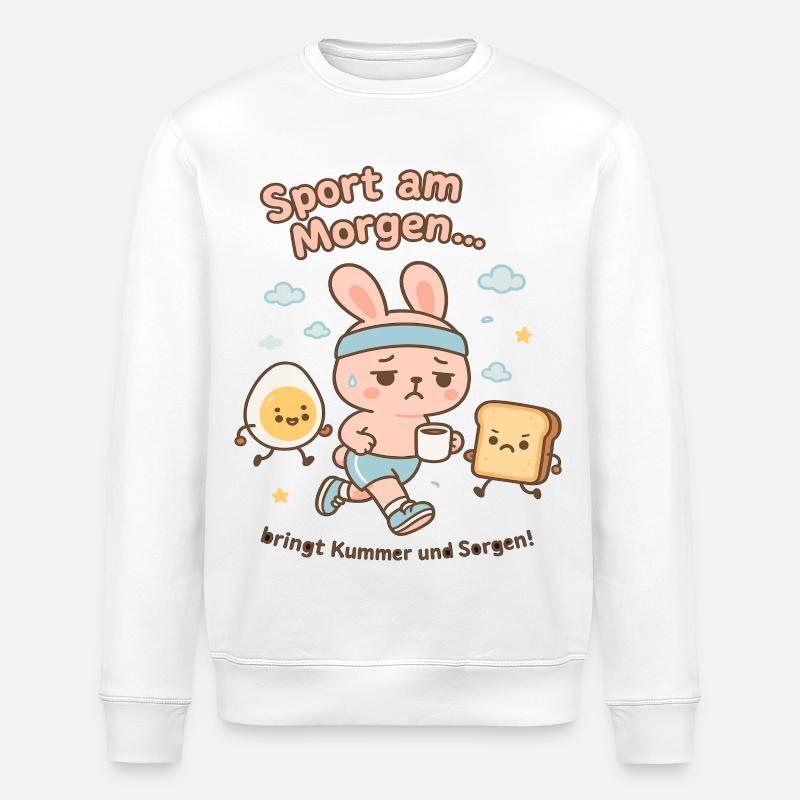 Morgen-Sport Hoppelbunny Cartoon - Stanley/Stella Unisex Bio-Sweatshirt ROLLER - Weiß