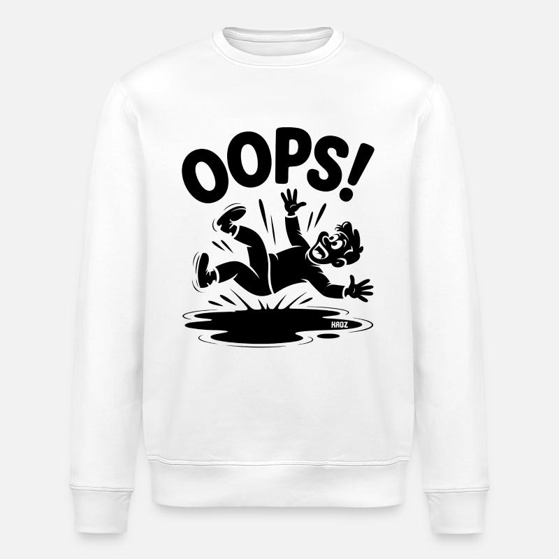 OOPS Fall Cartoon Funny Case - Stanley/Stella ROLLER Unisex Organic Sweatshirt - white