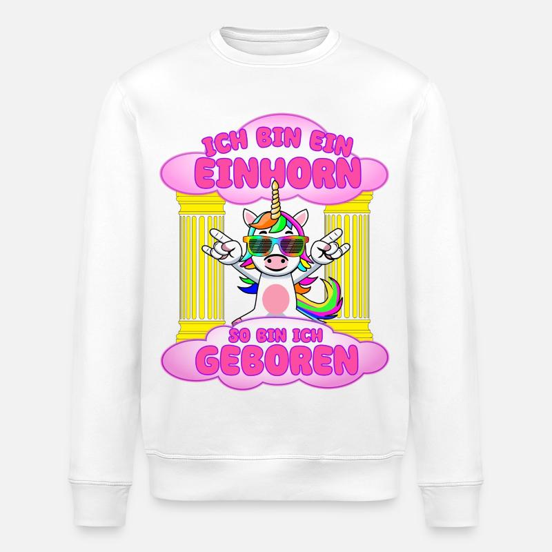 Ich bin Einhorn Geboren - Stanley/Stella Unisex Bio-Sweatshirt ROLLER - Weiß