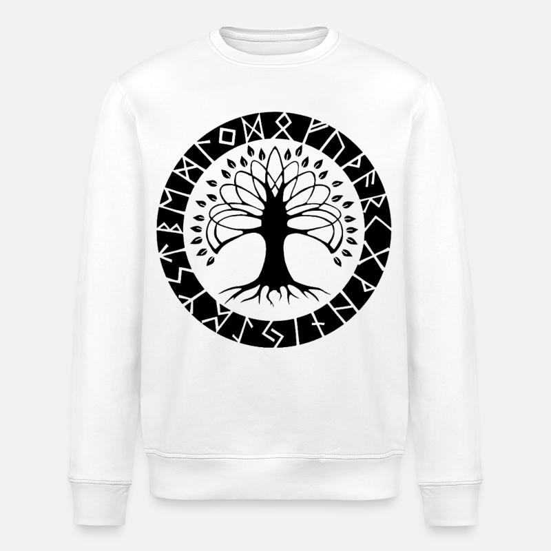 Schwarzer Runenbaum - Stanley/Stella Unisex Bio-Sweatshirt ROLLER - Weiß