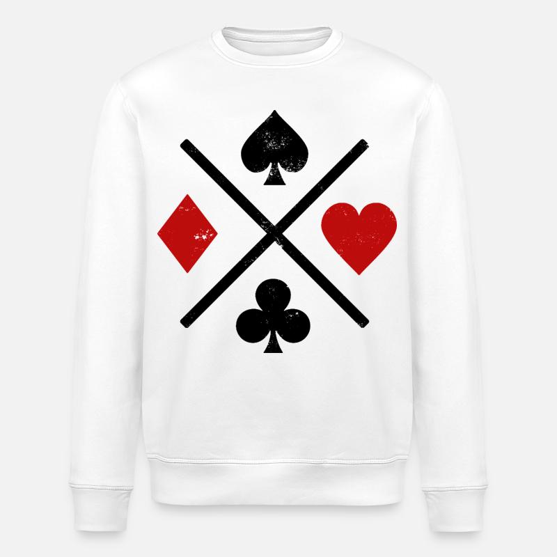 Spielkarten Kontrastdesign - Stanley/Stella Unisex Bio-Sweatshirt ROLLER - Weiß