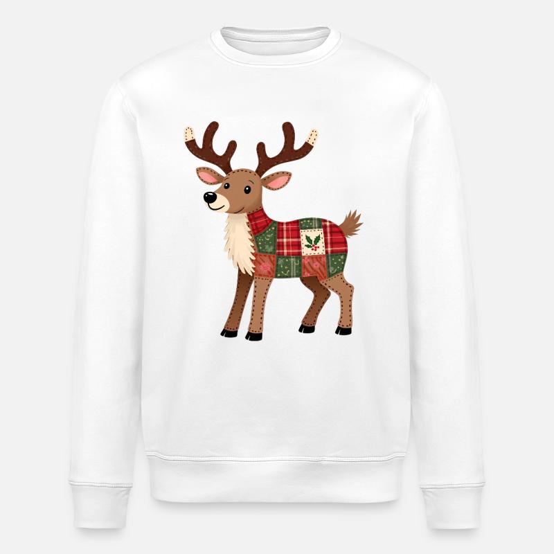 Patchwork Renne Noël - Sweat bio ROLLER Stanley/Stella Unisexe - blanc