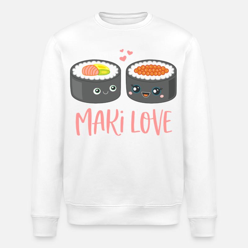 Maki Love Sushi Comic - Stanley/Stella ROLLER Unisex Organic Sweatshirt - white