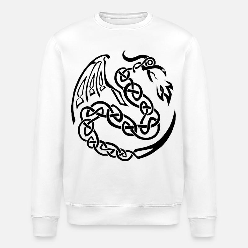 Dragon celte noir - Sweat bio ROLLER Stanley/Stella Unisexe - blanc