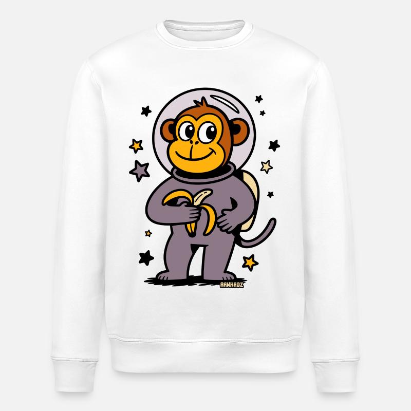 Fusées singe astronaute avec banane - Sweat bio ROLLER Stanley/Stella Unisexe - blanc
