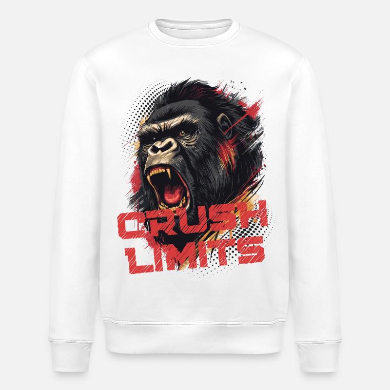 Crush Limits - Gorilla Motivation - Stanley/Stella Unisex Bio-Sweatshirt ROLLER - Weiß