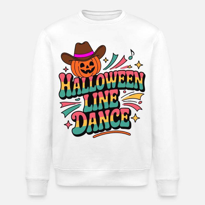 Halloween Line Dance Kürbis - Stanley/Stella Unisex Bio-Sweatshirt ROLLER - Weiß