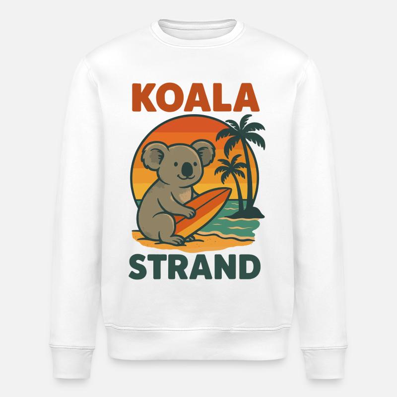 Koala Strand Surfing Surfer - Stanley/Stella Unisex Bio-Sweatshirt ROLLER - Weiß