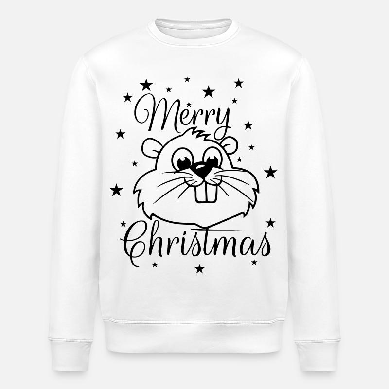 Eichhörnchen – Merry Christmas - Stanley/Stella Unisex Bio-Sweatshirt ROLLER - Weiß