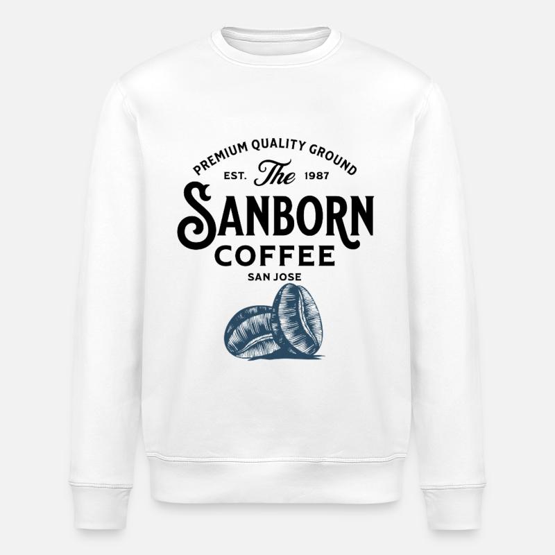 Blaue Kaffeebohnen Illustration - Stanley/Stella Unisex Bio-Sweatshirt ROLLER - Weiß