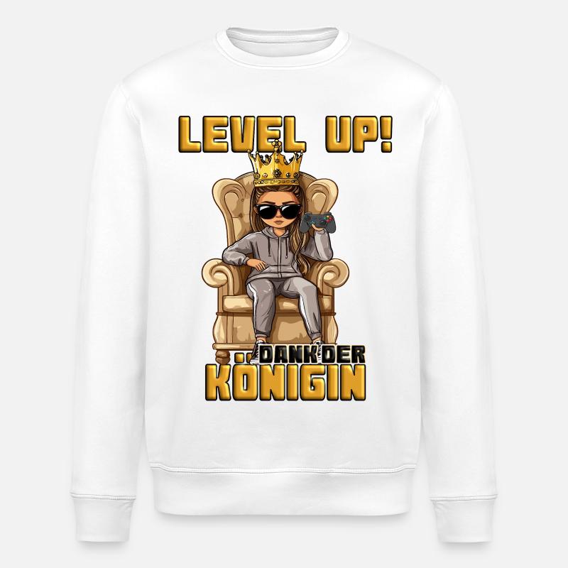 königin zockt next level - Stanley/Stella Unisex Bio-Sweatshirt ROLLER - Weiß