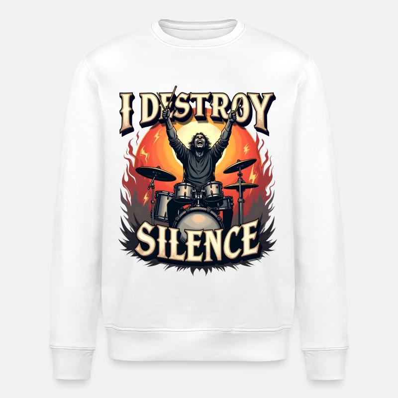 Batteur – I Destroy Silence - Sweat bio ROLLER Stanley/Stella Unisexe - blanc