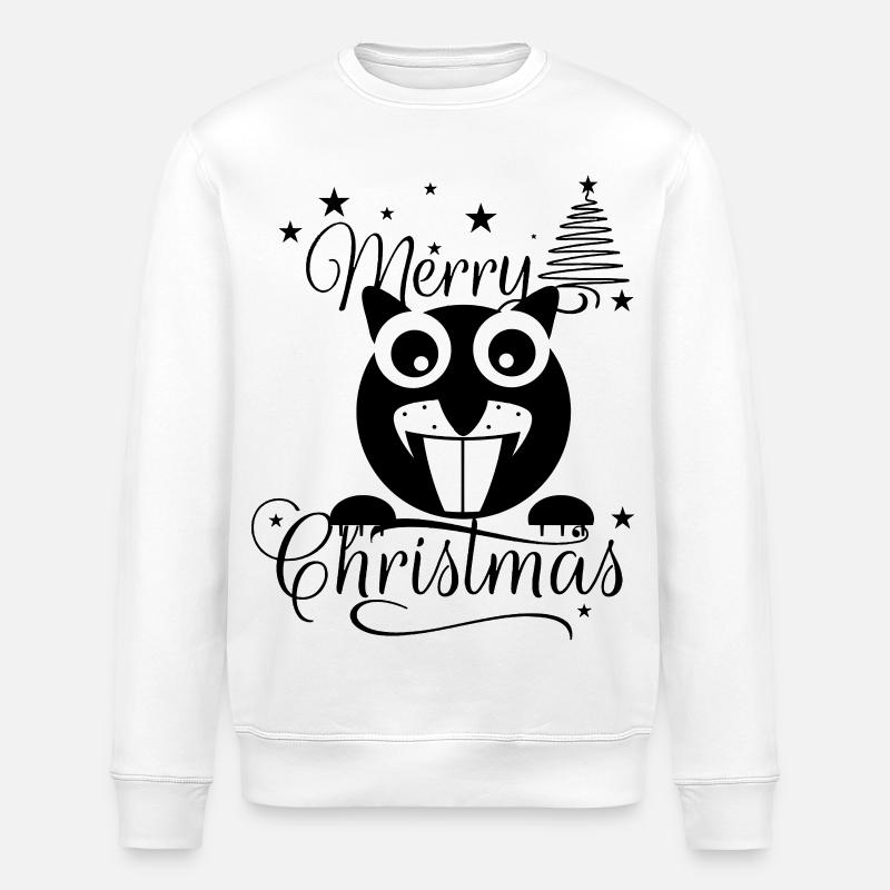 Merry Chrysstmans Eichhornchen  - Stanley/Stella Unisex Bio-Sweatshirt ROLLER - Weiß