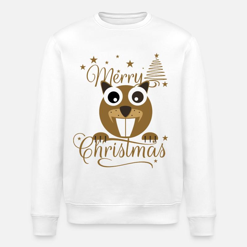 L’écureuil de Merry Chrysstman - Sweat bio ROLLER Stanley/Stella Unisexe - blanc