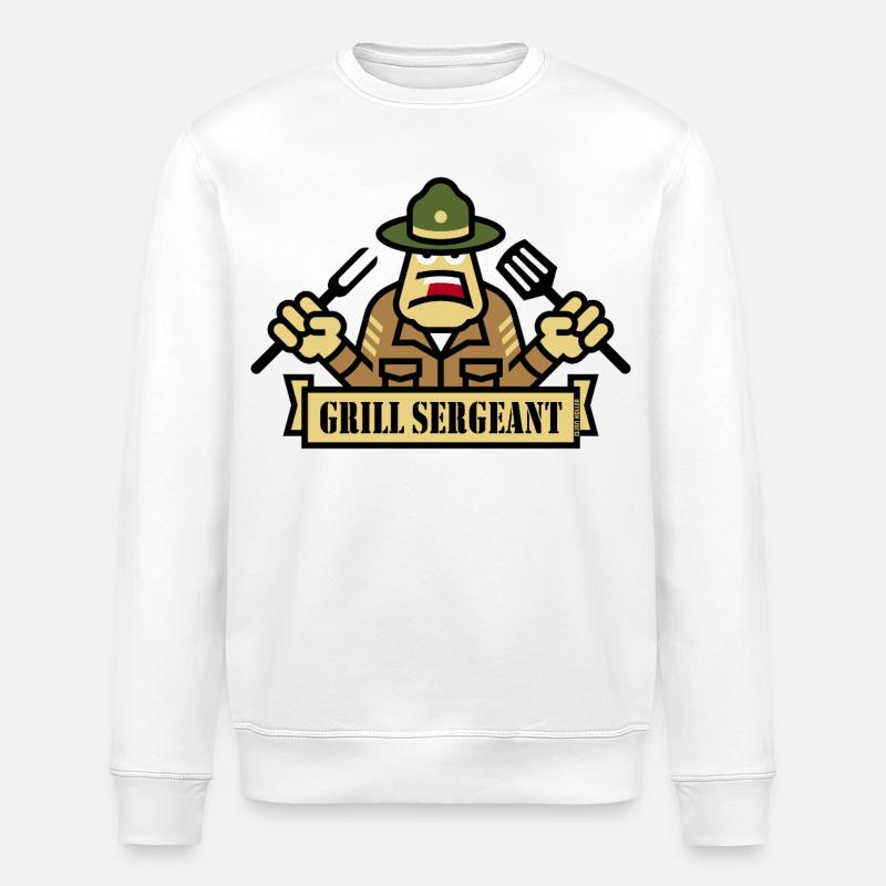 Grill Sergeant (Grillades / BBQ / Barbecue) - Sweat bio ROLLER Stanley/Stella Unisexe - blanc