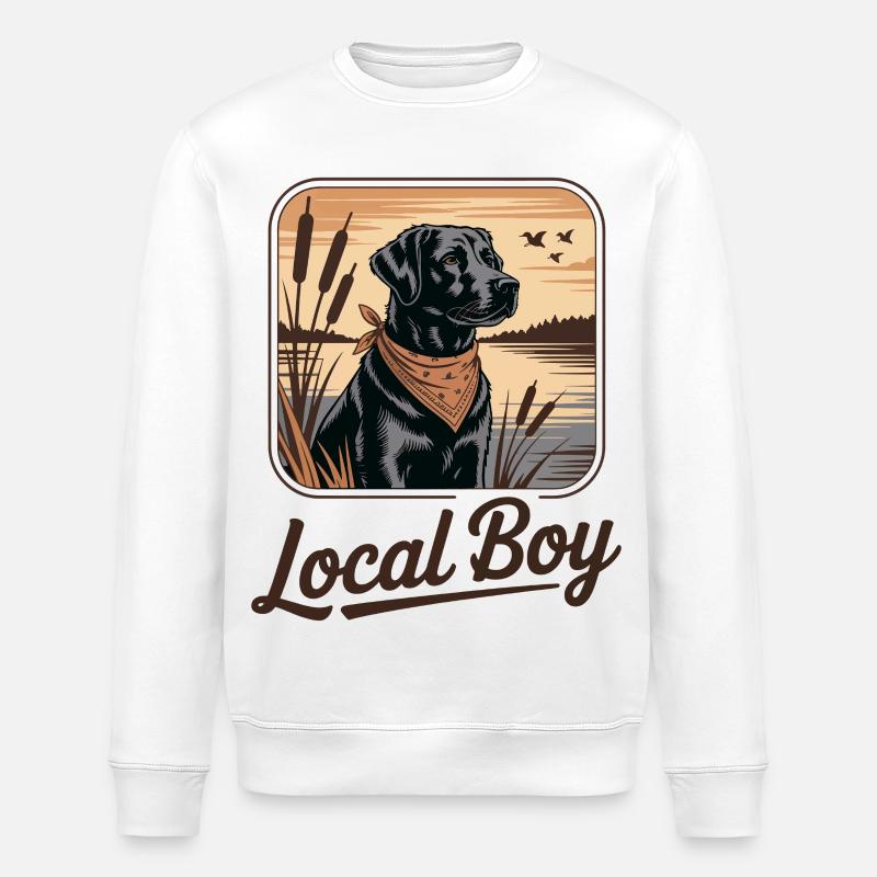 Local Boy Labrador Jagd Hund - Stanley/Stella Unisex Bio-Sweatshirt ROLLER - Weiß