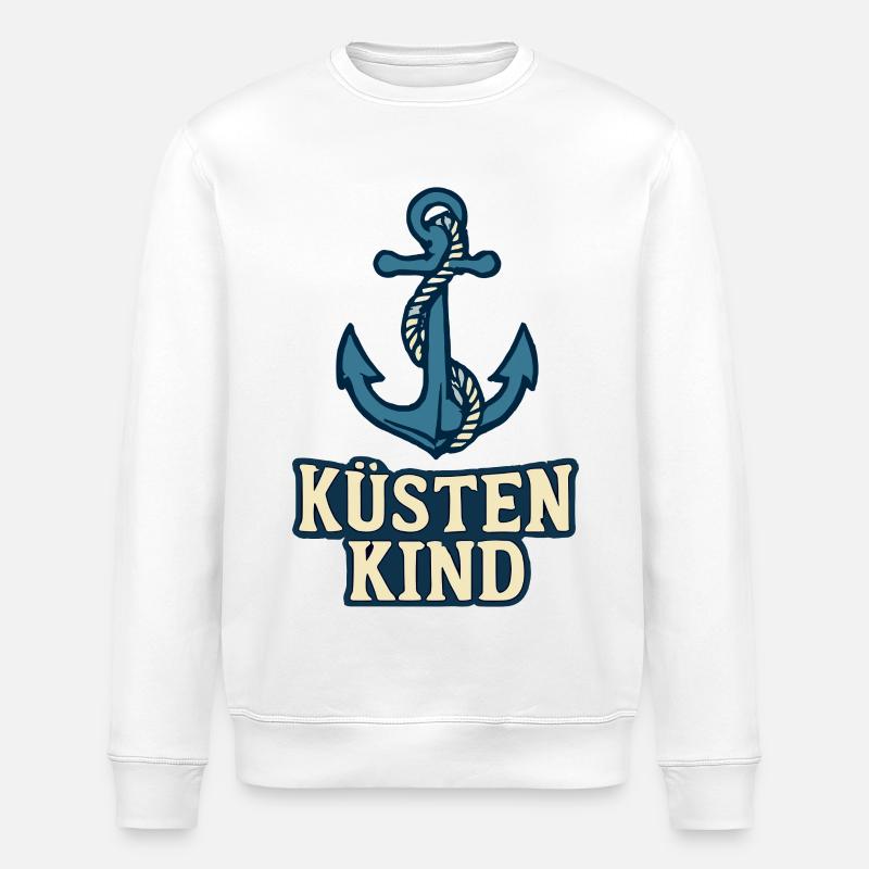 Motif d’ancre d’enfant côtier - Sweat bio ROLLER Stanley/Stella Unisexe - blanc