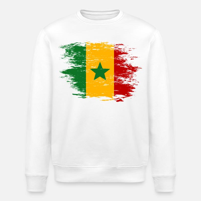 Drapeau du Sénégal Brush Optics - Sweat bio ROLLER Stanley/Stella Unisexe - blanc