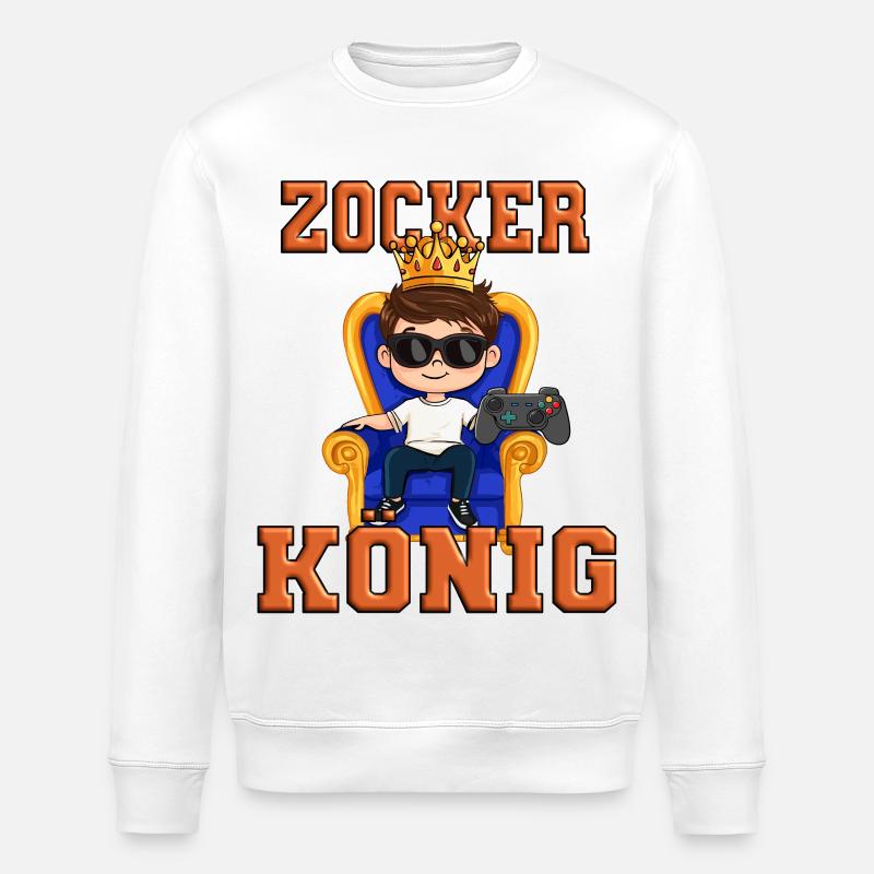zocker könig gamen - Stanley/Stella Unisex Bio-Sweatshirt ROLLER - Weiß