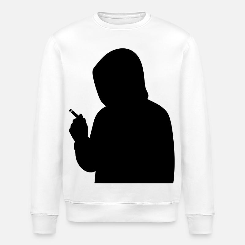 Silhouette mit Hoodie und Zigarette - Stanley/Stella Unisex Bio-Sweatshirt ROLLER - Weiß